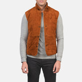 Zaret Brown Suede Vest Jacket